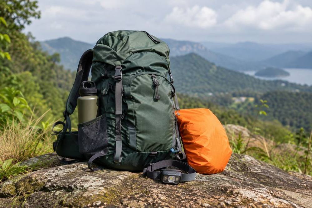 Light trekking daypack ready for a jungle walk in Malaysia